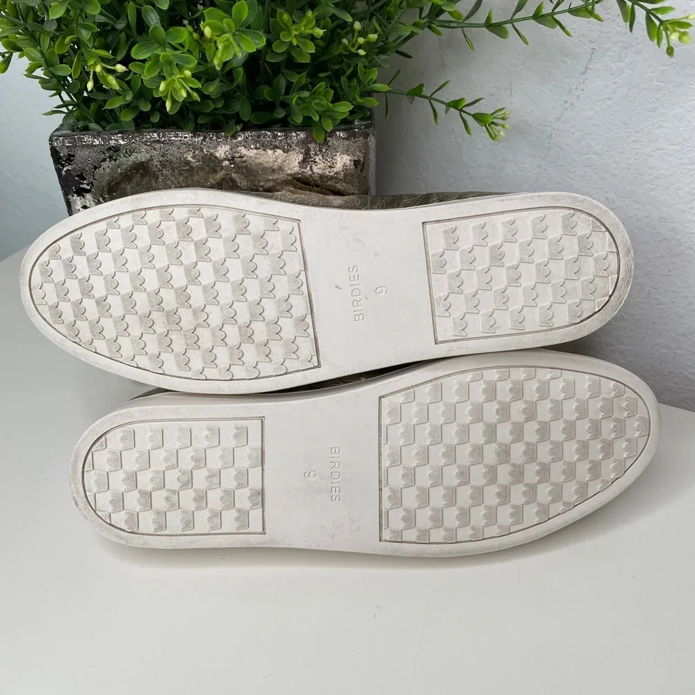 Birdies The Swift Gold Metallic Leather Slip On‎ Fashion Sneakers Shoes Size 9